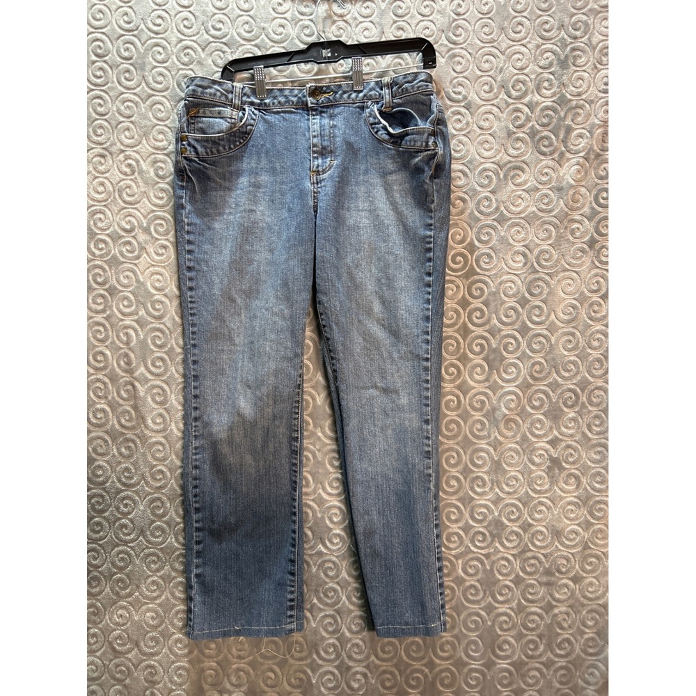 ANA A New Approach‎ Womens Blue Wash Denim Jeans Size 14 Straight Leg